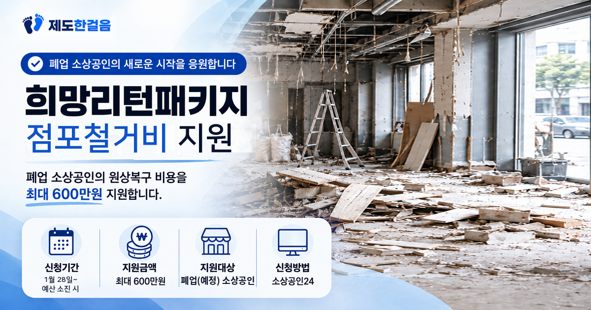 2026 폐업철거지원금 희망리턴패키지 점포 철거·원상복구 비용 지원 안내